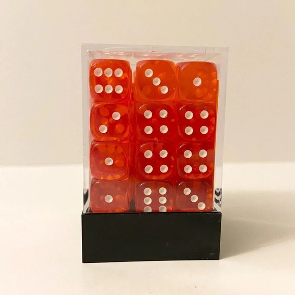 Chessex 36 Dice Set Translucent  Orange White 12mm CHX 23803 - Picture 7 of 9